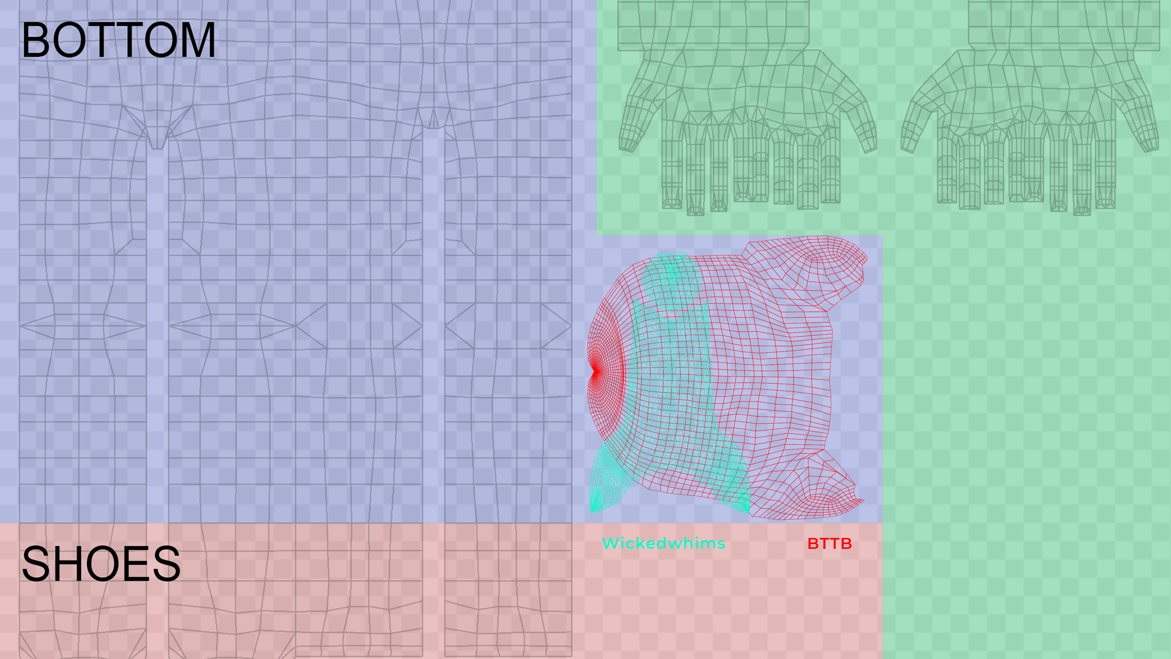 Original UV Map of Wickedwhims vs BTTB UV Map